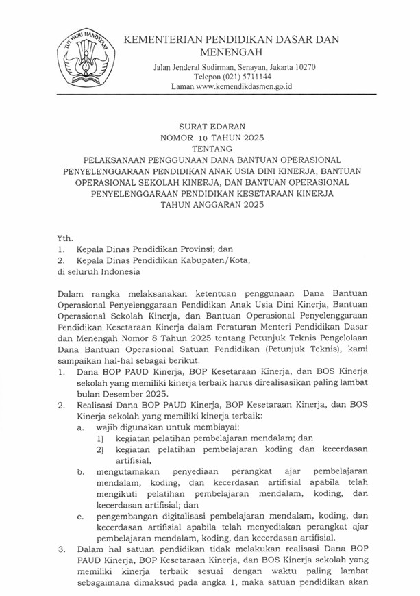 Cover Surat Edaran Sekjen
